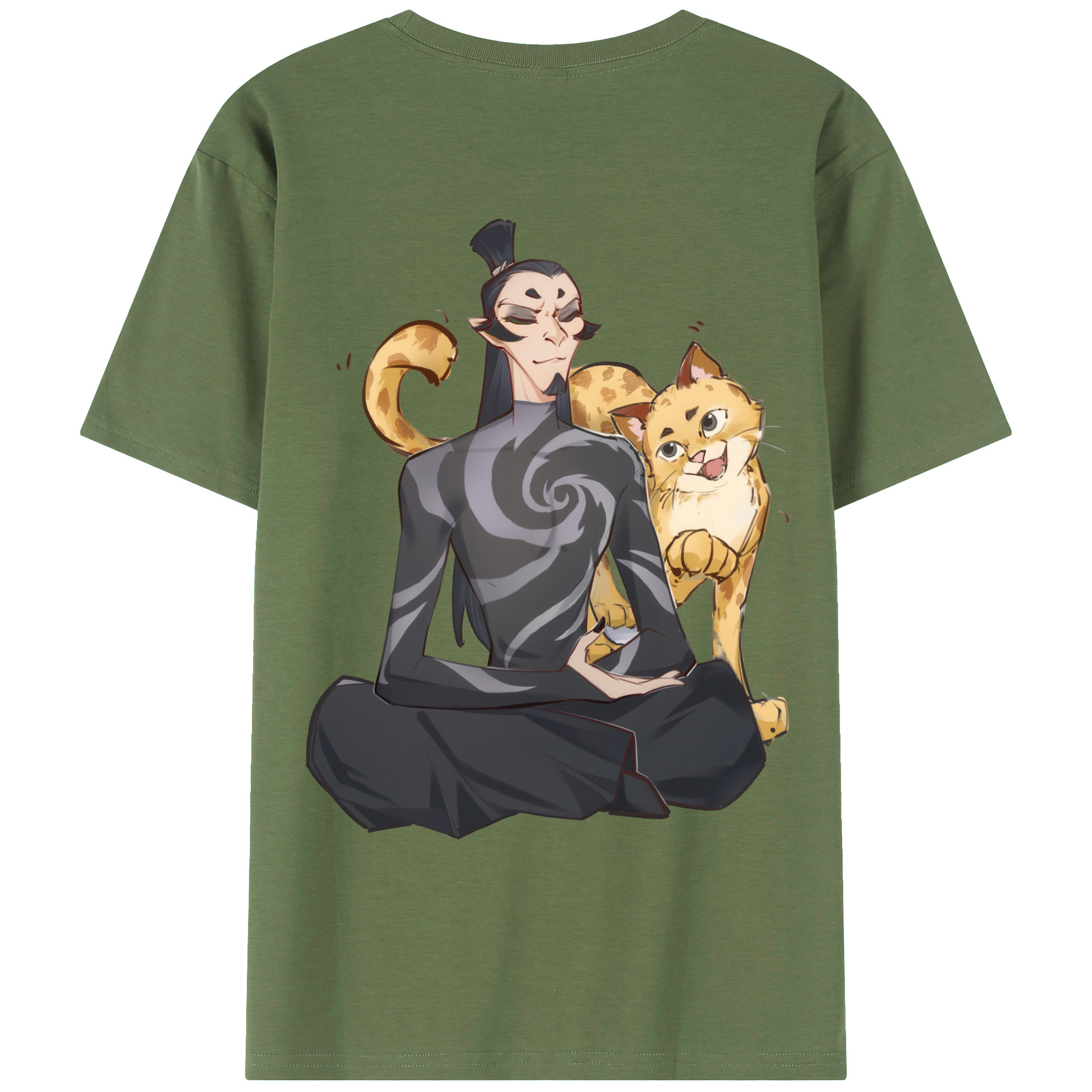 （画像用） Ne Zha 2 ナタ 魔童の大暴れ 綿100％ メンズ半袖Tシャツ（バックプリント） 通気性